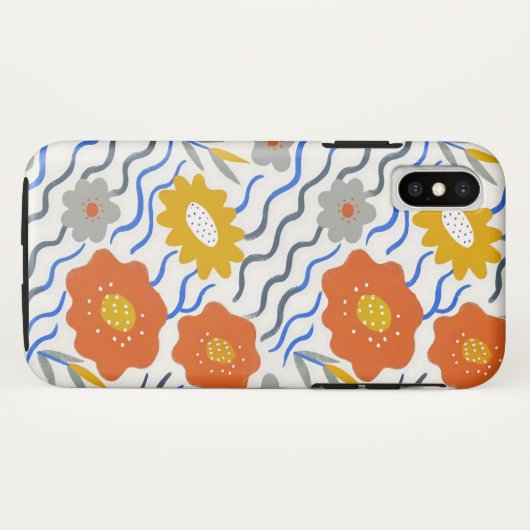 Modern Abstract Flowers Boho Wavy Case-Mate iPhoneケース (裏面(横))