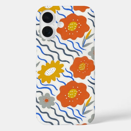 Modern Abstract Flowers Boho Wavy Case-Mate iPhoneケース (裏面)