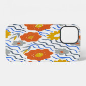 Modern Abstract Flowers Boho Wavy iPhoneケース (裏面横)