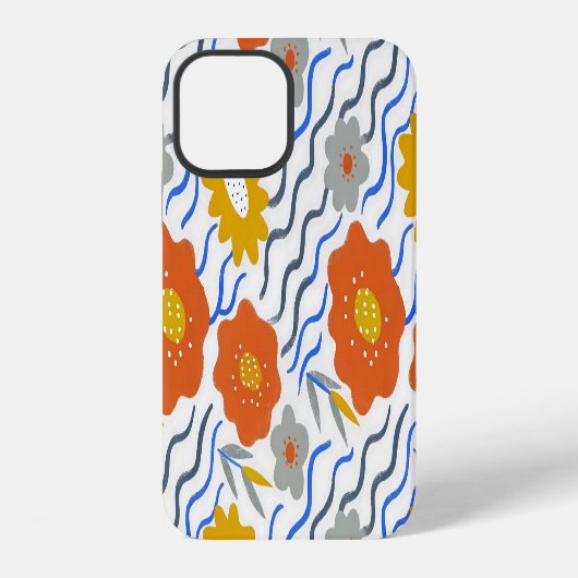 Modern Abstract Flowers Boho Wavy iPhoneケース (裏面)