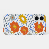Modern Abstract Flowers Boho Wavy iPhone 16ケース (裏面横)