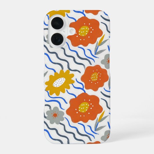 Modern Abstract Flowers Boho Wavy iPhone 16ケース (裏面)
