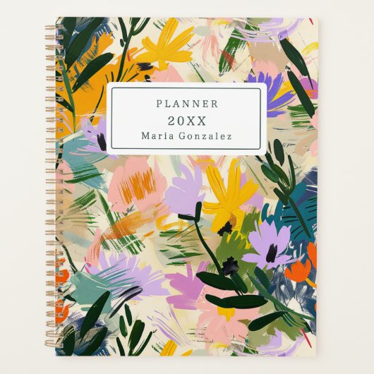 Modern Abstract Flowers Custom 2025 Weekly Planner プランナー手帳 (正面)