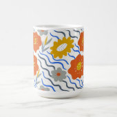 Modern Abstract Flowers Vibrant Wavy コーヒーマグカップ (中央)