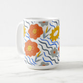 Modern Abstract Flowers Vibrant Wavy コーヒーマグカップ (正面左)