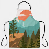 Modern Abstract Forest, Mountains, and Sunrise エプロン (正面)
