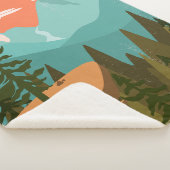 Modern Abstract Forest, Mountains, and Sunrise シェルパブランケット (3/4)