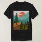Modern Abstract Forest, Mountains, and Sunrise Tシャツ (デザイン正面)