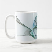 Modern Abstract Fractal Art Blue Turquoise Gray コーヒーマグカップ (左)