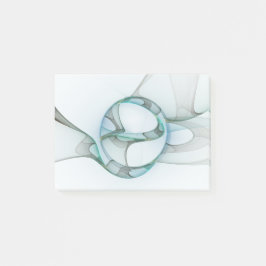 Modern Abstract Fractal Art Blue Turquoise Gray ポストイット