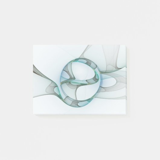 Modern Abstract Fractal Art Blue Turquoise Gray ポストイット (正面)