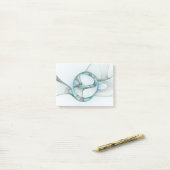 Modern Abstract Fractal Art Blue Turquoise Gray ポストイット (デスク上)