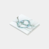 Modern Abstract Fractal Art Blue Turquoise Gray ポストイット (アングル)