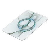 Modern Abstract Fractal Art Blue Turquoise Gray マグネット (左側)