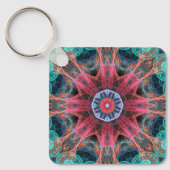 Modern Abstract Fractal Red and Blue Design キーホルダー (正面)