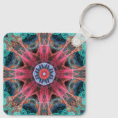 Modern Abstract Fractal Red and Blue Design キーホルダー (裏面)
