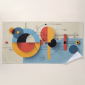 Modern Abstract Geometric Art Composition ビーチタオル (正面)