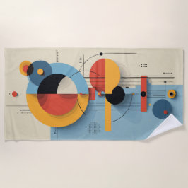 Modern Abstract Geometric Art Composition ビーチタオル