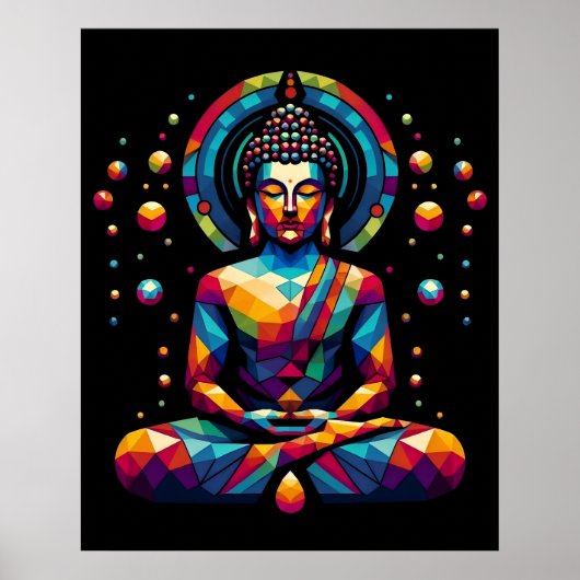 Modern Abstract Geometric Art | Gautama Buddha ポスター (正面)