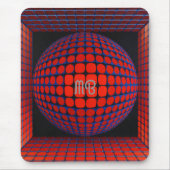 Modern Abstract Geometric Black Red Blue Pattern マウスパッド (正面)