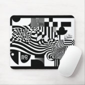 Modern Abstract Geometric Black White Pattern マウスパッド (マウス)