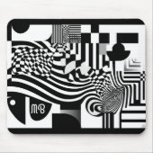 Modern Abstract Geometric Black White Pattern マウスパッド (正面)