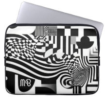 Modern Abstract Geometric Black White Pattern 13"