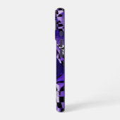 Modern Abstract Geometric Black White Purple Art iPhone 16ケース (左側面)
