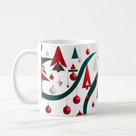 Modern Abstract Geometric Christmas Mug コーヒーマグカップ (左)