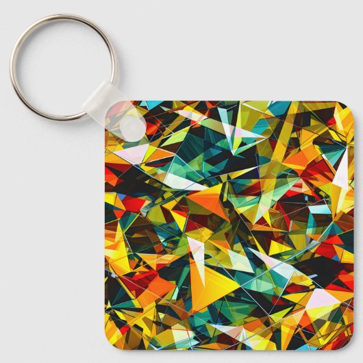 Modern Abstract Geometric Colorful Crystal Glass キーホルダー (正面)