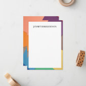 Modern Abstract Geometric Colorful Custom Name  ノートカード (正面/裏面インサイチュ)