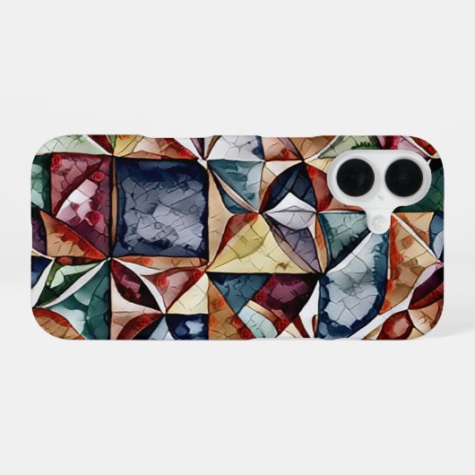 Modern abstract geometric digital pattern 55 iPhone 16ケース (裏面横)
