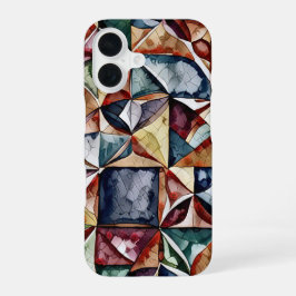 Modern abstract geometric digital pattern 55 iPhone 16ケース