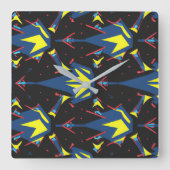 Modern abstract geometric digital pattern 57 スクエア壁時計 (正面)