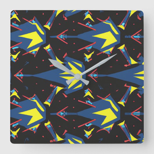 Modern abstract geometric digital pattern 57 スクエア壁時計 (正面)