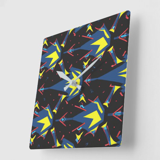 Modern abstract geometric digital pattern 57 スクエア壁時計 (傾斜)