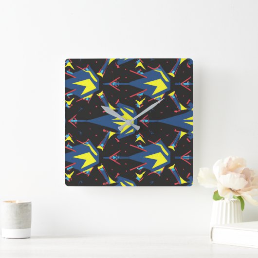 Modern abstract geometric digital pattern 57 スクエア壁時計 (ホーム)