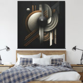 Modern Abstract Geometric Inspired キャンバスプリント (インサイチュ (寝室))