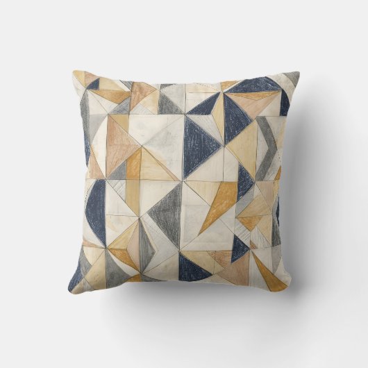Modern Abstract Geometric Quilt Pattern Navy Blue  クッション (裏面)