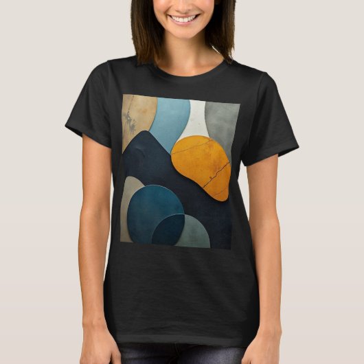 Modern Abstract Geometric Shapes Textured Art Tシャツ (正面)