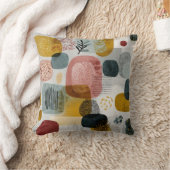 Modern Abstract Geometric Throw Pillow – Earthy Pa クッション (ブランケット)