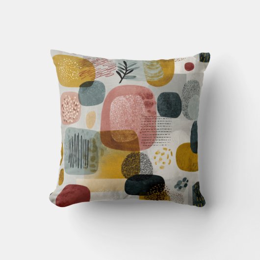 Modern Abstract Geometric Throw Pillow – Earthy Pa クッション (正面)