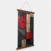 Modern Abstract Geometric Wood Texture Art | Black 吊り下げ型タペストリー (傾斜あり)
