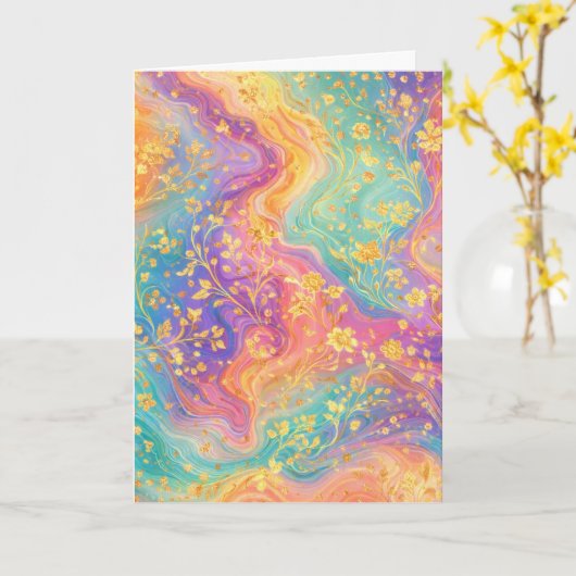 Modern Abstract Glitter Floral Monogram Design     カード (黄色い花)