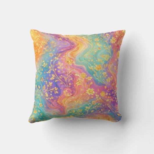 Modern Abstract Glitter Floral Monogram Design     クッション (裏面)