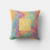 Modern Abstract Glitter Floral Monogram Design     クッション (正面)