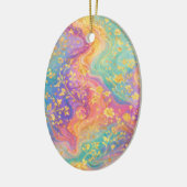 Modern Abstract Glitter Floral Monogram Design     セラミックオーナメント (左)