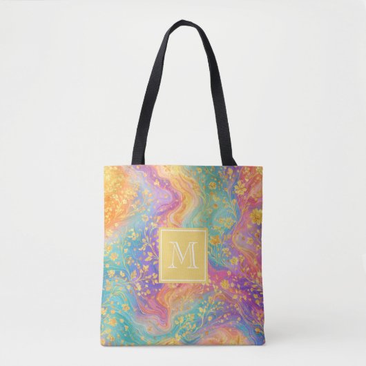 Modern Abstract Glitter Floral Monogram Design     トートバッグ (正面)