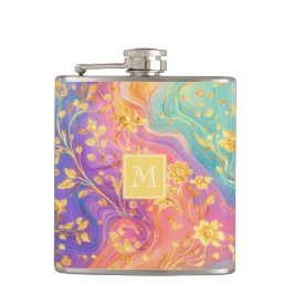 Modern Abstract Glitter Floral Monogram Design     フラスク