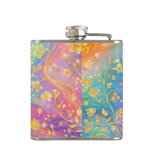 Modern Abstract Glitter Floral Monogram Design     フラスク (裏面)